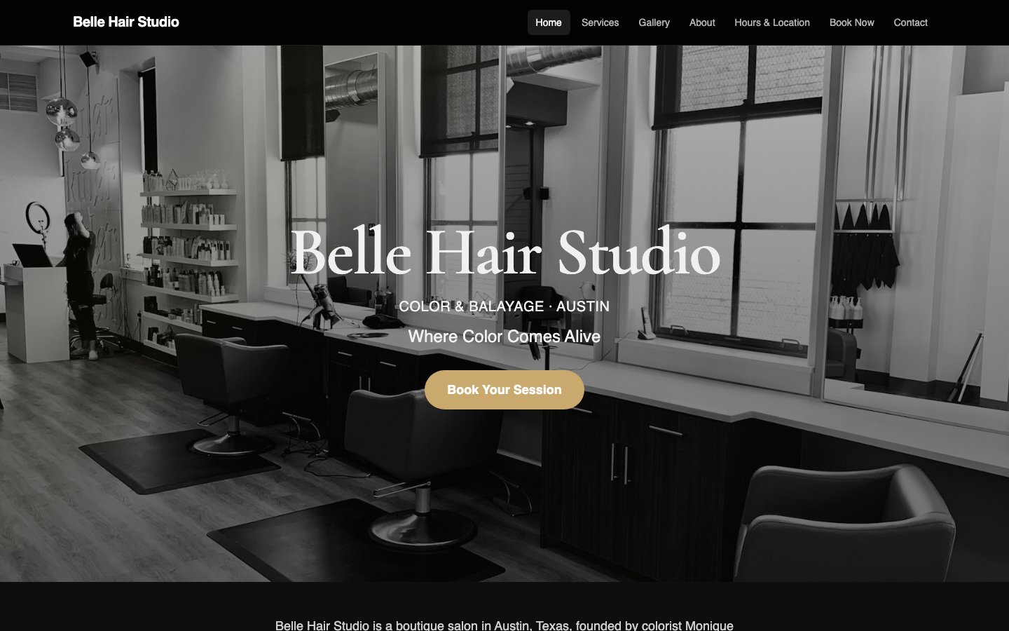 belle-hair-studio site preview